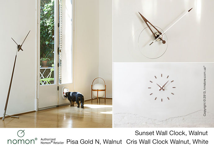 Nomon Sunset Wall Clock, Walnut</br data-verified=