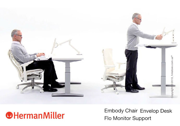 Herman miller embody chairHerman Miller Envelop Desk, Herman Miller Flo Monitor Support